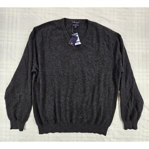 Club Room Estate Sweater Mens Dark Charcoal 100% Cashmere 2-Ply V-Neck XL NWT